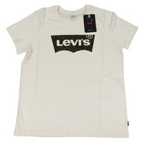 Levi's Juniors Cheetah Graphic Print Short Sleeve Crew Neck T-Shirt S NWT Ivory